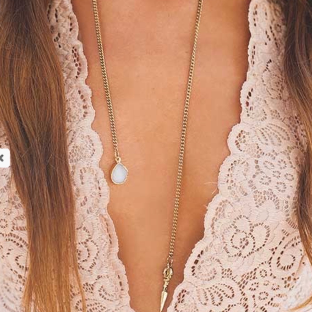 Open Choker Pendant White druzzy & Arrow NWT - Picture 2 of 2
